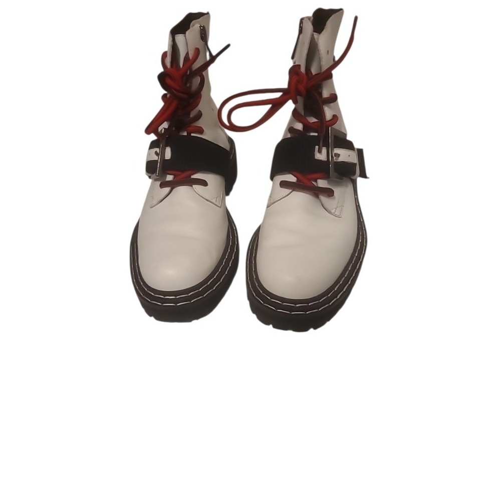 Cecelia‎ New York Hayden leather boots white with black & red details women sz 7 - Picture 5 of 10